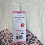 Wildfox Oversized Animal Print Lips Oatmeal Cream Crew Neck Women's Small NEW Photo 4