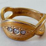 Gold tone Gold Tone Metal Band Ring w/ Clear Rhinestone Accents Avon Size 5 Photo 10