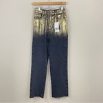 ZARA NWT  Straight Leg Metallic High‎ Rise Foil Jeans Size 2 Photo 1