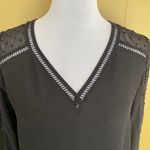 EXPRESS women M black Longsleeve semi sheer textured print blouse Photo 1