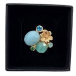 Vintage Bohm Blue Green Cabochon Adjustable Cocktail Ring Blue Photo 2