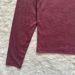 Madewell Top Semi-Sheer Mockneck Tee Long Sleeve Ribbed Knit Heather Merlot XXL Photo 4