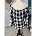 Anthropologie Cloth & Stone Black White Checkered Plaid Off-the-Shoulder Top M Photo 2
