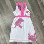 Tracy Negoshian Mosaic Elephants Cotton Halter Sundress White Pink Small Photo 12