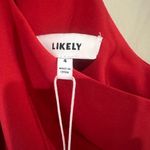 Likely Avie Gathered‑Neck Side‑Slit Midi Dress Red M NWT Halter Column Dress Photo 4