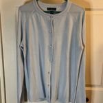 NWT Karen Scott Faux Pearl Button-Up Cardigan Light Blue L Photo 2