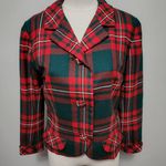 Vintage Vogue Couturier Design 60s red green plaid wool blazer size 8 Photo 0