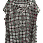 New York Laundry NEW  Blouse Large Geometric Multicolor Cap Short Sleeves Keyhole Photo 0