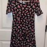 Wallflower Pink and Black floral dress short sleeves partial open back skater Size M Photo 0