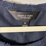 Vera Wang Simply Vera ‎ Navy Lace Overlay Tunic Top 3/4 Sleeve Asymmetrical Hem Photo 1