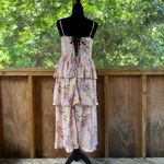 House Of Harlow Tiered Ruffled Bustier Front Lace Up Dress Peach Size S Pink Photo 2