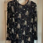 Megere Women's M Vintage 100% Silk Sequin Embellished Costume Dance Sheer Shirt Black Size M Photo 0