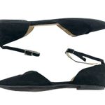 JustFab  (6.5) Meena Black faux Suede Pointed Toe Ankle Strap D’Orsay Flats Shoes Photo 2