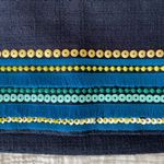 Talbots Tweed Knit Embroidered Sequin Fringe Pencil Skirt Navy Blue Size 10 Photo 5