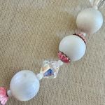 Vintage Mother of Pearl & Crystal Necklace with Pink Enamel Accents Photo 3