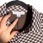 HYFVE  size small white + brown mesh checkered mini dress with ruched detail Photo 3