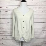 Urban Romantics  Lightweight Linen Button Front Twist Top Off White Size Large Photo 2
