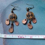 Wooden Panda Bear Dangle‎ Earrings Vintage Funky Earthy Brown Pink Artsy Jewelry Photo 5