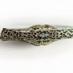 Vintage 12K Gold Filled Filigree Bar Rope Chain Bracelet with Center Diamond Photo 0