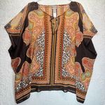 Chico's Chico’s Kimono Kaftan Poncho Flowy Semi Sheer Animal Print Earth Tone Tunic Boho Photo 0