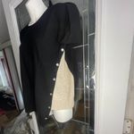 DKNY Pure Merino Wool/Silk/Cash mere Crewneck Sweater Black & Tan Layered Small Photo 5