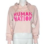 Human Nation Cropped Pink Smiley Face Hoodie Women’s Sz S Photo 0