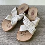 Vintage Faded Glory White Leather Huarache Wood Wedge Sandals Size 8 Photo 4