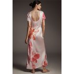 Anthropologie  NWT Short Sleeve Floral Satin Maxi Slip Dress Pink Combo Size M Photo 1