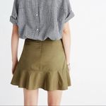 Madewell  Ruffle-Wrap Mini Skirt in Expat Olive Green 100% Cotton,‎ Size 4 Photo 9