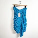 Meshki NWT  Suzanna Strapless Ruffle Mini Dress Marine Blue Teal XL Photo 3