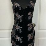 Privy  BLACK VELVET FLORAL EMBROIDERED CAMI DRESS Photo 0