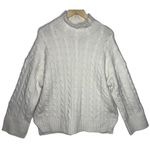Abercrombie & Fitch  Cream Ribbed Cable Knit Mock Neck Turtleneck Sweater Size M Photo 0