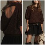 Anthropologie NWT | Violetta Short Sleeved Tinsel Sweater in Chocolate XXS Photo 1