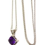 Amethyst Cushion Cut Sterling Silver Necklace Photo 3