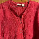 J.Jill Woman's Red Button Down Casual Vneck Blouse Size Large Photo 1