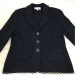 St. John Collection Black Santana Knit Blazer Jacket Button Front Size 12 Photo 0