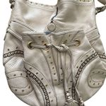 Cole Haan  Village Grommet Off White Leather Studded Hobo Shoulder Bag *RARE Photo 3