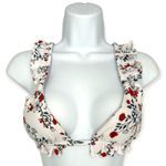 Zaful | NWT | Small | White Red Floral Frill Trim Two-Piece Bikini Swimsuit Photo 2