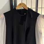 Calvin Klein NWT$134 size 10  black dress Long Puff white Lace Sleeve bow on neck Photo 2