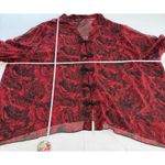 Maggie Barnes Red Black Paisley Glitter Sheer 3/4 Sleeve Button Blouse Size 5X Photo 8