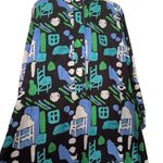 De Loreta Josefa maxi trapeze dress in Arcilla Azul print with balloon sleeves Size undefined Photo 6