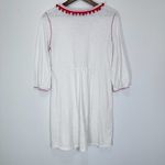 Boden Carina Jersey Tunic Dress Coverup White Red Pom Pom Preppy Beach Size 8L Photo 1