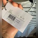 IRO  Women’s Mina Linen Striped Distressed Tee Shirt Black White Photo 4