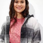 American Eagle AE Oversized Hooded Flannel Shacket Photo 1