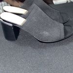Adrienne Vittadini   Wo size 9.5 Black Textured STRETCH CLOTH Mules silver accent Photo 6