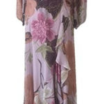 Maison Tara Floral Maxi Dress Sz 4 Pink Orange Chiffon Ruffle Wrap Style Photo 0