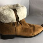 Maurice's Faux fur ankle boots Fold Over Women’s size 11 Tan Side Zipper EUC Photo 1