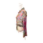 New Monique Leshman Embellished Silk Boho Blouse, Small Pink Photo 1