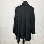 Chatoyant  Big Button Wrap Cardigan Tunic Top Size 2XL Black Knit Fringe Photo 4