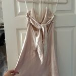 Princess Polly Champagne Satin Halter Tie Back Dress Photo 2